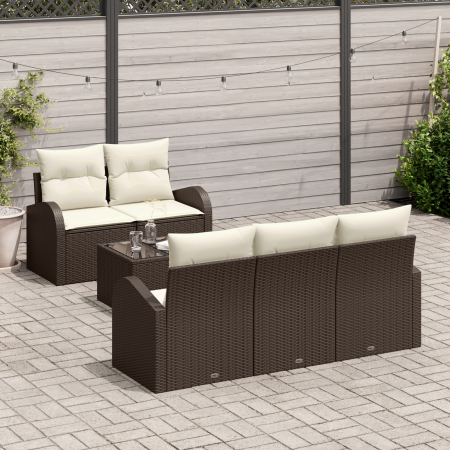 Juego de Sofá de Jardín de 6 Piezas con Cojines Marrón Polirratán von , Outdoor-Sofas - Ref: Foro24-3354587, Preis: 467,59 €,...
