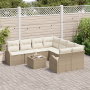 Juego de Sofá de Jardín de 9 Piezas con Cojines Beige Poliratán by , Outdoor sofas - Ref: Foro24-3354650, Price: 660,31 €, Di...