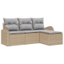 Juego de Sofá de Jardín de 4 Piezas con Cojines Beige Ratán de Poliéster von , Outdoor-Sofas - Ref: Foro24-3354659, Preis: 29...
