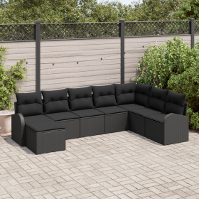 Juego de Sofá de Jardín de 8 Piezas con Cojines Negros de Poliratán von , Outdoor-Sofas - Ref: Foro24-3354832, Preis: 525,21 ...