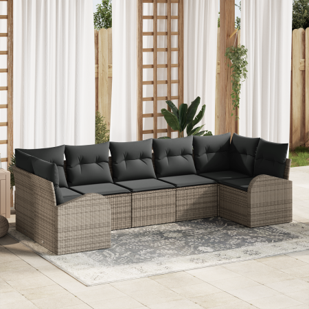 Juego de Sofá de Jardín de 7 Piezas con Cojines Gris Poliratán von , Outdoor-Sofas - Ref: Foro24-3354858, Preis: 461,19 €, Ra...