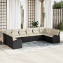 Juego de Sofá de Jardín de 10 Piezas con Cojines Negro Poliratán by , Outdoor sofas - Ref: Foro24-3354886, Price: 612,30 €, D...