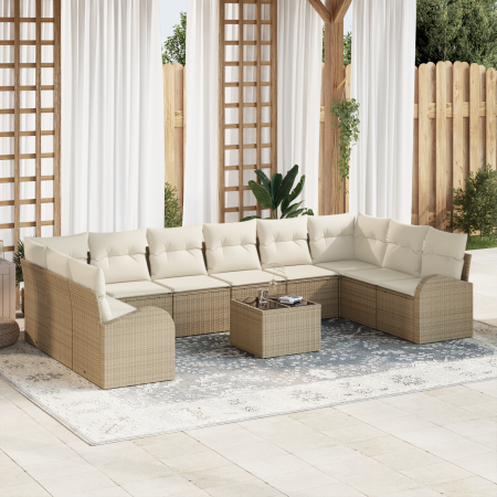 Juego de Sofás de Jardín de 11 Piezas con Cojines Ratán Poliéster Marrón by , Outdoor sofas - Ref: Foro24-3354900, Price: 710...