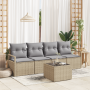 Conjunto de Sofá de Jardín de 5 Piezas con Cojines Beige de Rattan Sintético | Foro24.es | Tu tienda online para hogar, jardín y más Foro24.es