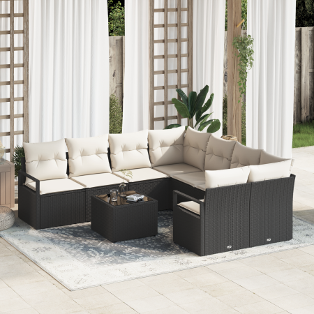 Juego de Sofá de Jardín de 9 Piezas con Cojines Ratán Poliéster Negro von , Outdoor-Sofas - Ref: Foro24-3354986, Preis: 569,1...