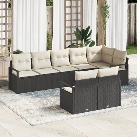 Conjunto de Sofá de Jardín de 8 Piezas con Cojines Negros de Poliratán by , Outdoor sofas - Ref: Foro24-3355096, Price: 559,8...
