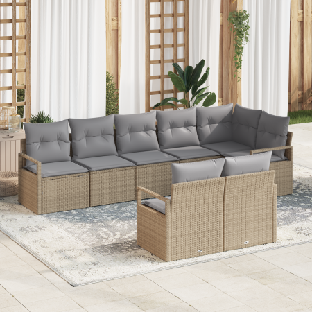 Juego de sofá de jardín de 8 piezas con cojines Beige Poliratán von , Outdoor-Sofas - Ref: Foro24-3355099, Preis: 590,88 €, R...