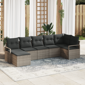 Conjunto de sofá de jardín de 7 piezas con cojines Ratán sintético gris de , Sofás de exterior - Ref: Foro24-3355138, Precio:...