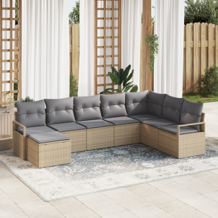 Juego de Sofá de Jardín de 8 Piezas con Cojines en Ratán Poliéileno Beige von , Outdoor-Sofas - Ref: Foro24-3355169, Preis: 5...
