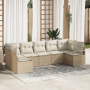 Juego de Sofá de Jardín de 7 Piezas con Cojines Beige Poliratán by , Outdoor sofas - Ref: Foro24-3355200, Price: 499,73 €, Di...