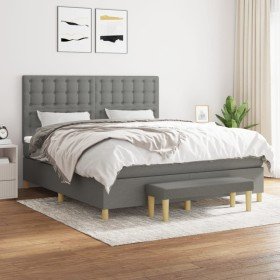 Cama box spring con colchón tela gris oscuro 160x200 cm en Camas y somieres | Comprar online en Foro24