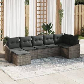 Juego de Comedor de Jardín de 7 Piezas con Cojines Ratán Gris by , Outdoor sofas - Ref: Foro24-3355478, Price: 478,62 €, Disc...