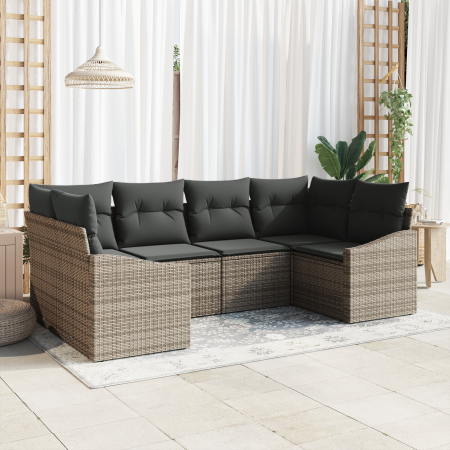 Juego de Sofás de Jardín de 6 Piezas con Cojines Gris Poliratán von , Outdoor-Sofas - Ref: Foro24-3355528, Preis: 453,97 €, R...