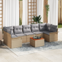 Juego de Sofás de Jardín de 8 Piezas con Cojines Beige de Rattan de Polietileno y Acacia | Foro24.es | Tu tienda online para hogar, jardín y más Foro24.es