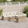Juego de Sofás de Jardín de 9 piezas con Cojines Beige Poliratán Acacia | Foro24.es | Tu tienda online para hogar, jardín y más Foro24.es