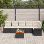 Juego de sofá de jardín de 7 piezas con cojines negro ratán de polímero acacia von , Outdoor-Sofas - Ref: Foro24-3356003, Pre...