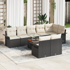 Juego de Sofá de Jardín de 9 Piezas con Cojines Ratán Poliéster Negro Acacia von , Outdoor-Sofas - Ref: Foro24-3356010, Preis...