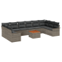Set de Sofá de Jardín de 11 Piezas con Cojines Gris Poli Ratán Acacia | Foro24.es | Tu tienda online para hogar, jardín y más Foro24.es