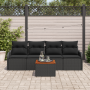 Conjunto de Sofá de Jardín de 5 Piezas con Cojines Negro Poliratán Acacia | Foro24.es | Tu tienda online para hogar, jardín y más Foro24.es
