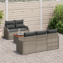 Conjunto de Sofás de Jardín de 6 Piezas con Cojines Gris Ratán Poliéster Acacia | Foro24.es | Tu tienda online para hogar, jardín y más Foro24.es