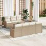Conjunto de Sofá de Jardín de 8 Piezas con Cojines Beige Ratán Poliéster Acacia | Foro24.es | Tu tienda online para hogar, jardín y más Foro24.es