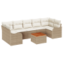 Juego de Sofás de Jardín de 8 Piezas con Cojines Beige Ratán Poliéster Acacia von , Outdoor-Sofas - Ref: Foro24-3356090, Prei...