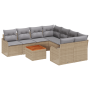 Juego de Sofás de Jardín de 9 Piezas con Cojines Beige Ratán Poliéster Acacia von , Outdoor-Sofas - Ref: Foro24-3356103, Prei...