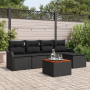 Conjunto de Sofás de Jardín de 6 Piezas con Cojines Ratán Poliéster Negro de Acacia | Foro24.es | Tu tienda online para hogar, jardín y más Foro24.es
