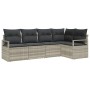Conjunto de sofá de jardín 5 pcs Gris claro Poliratán
