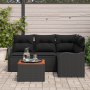 Juego de Sofás de Jardín de 5 Piezas con Cojines Negros de Ratán de Polietileno y Acacia von , Outdoor-Sofas - Ref: Foro24-33...