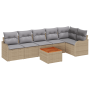 Juego de Sofá de Jardín de 7 Piezas con Cojines Beige Polirratán Acacia | Foro24.es | Tu tienda online para hogar, jardín y más Foro24.es