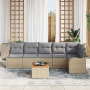 Juego de Sofá de Jardín de 7 Piezas con Cojines Beige Polirratán Acacia | Foro24.es | Tu tienda online para hogar, jardín y más Foro24.es