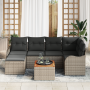 Conjunto de Sofás de Jardín de 7 Piezas con Cojines Gris Ratán Poliéster Acacia | Foro24.es | Tu tienda online para hogar, jardín y más Foro24.es