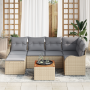 Juego de Sofá de Jardín de 7 Piezas con Cojines Beige Ratán Poliéster Acacia | Foro24.es | Tu tienda online para hogar, jardín y más Foro24.es