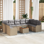 Juego de Sofás de Jardín de 10 Piezas con Cojines Beige Poliratán Acacia | Foro24.es | Tu tienda online para hogar, jardín y más Foro24.es