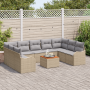 Juego de Sofás de Jardín de 10 Piezas con Cojines Beige Poliratán Acacia | Foro24.es | Tu tienda online para hogar, jardín y más Foro24.es