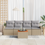 Juego de Sofá de Jardín de 5 Piezas con Cojines Beige Poliratán Acacia von , Outdoor-Sofas - Ref: Foro24-3356180, Preis: 348,...