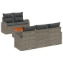 Juego de Sofá de Jardín de 6 Piezas con Cojines Gris de Ratán de Polietileno y Acacia by , Outdoor sofas - Ref: Foro24-335618...