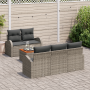 Juego de Sofá de Jardín de 6 Piezas con Cojines Gris de Ratán de Polietileno y Acacia by , Outdoor sofas - Ref: Foro24-335618...
