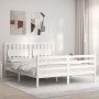 Weißer Massivholzbettrahmen mit Kopfteil 160x200 cm von vidaXL, Betten und Lattenroste - Ref: Foro24-3194322, Preis: 164,32 €...