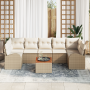 Juego de Sofá de Jardín de 8 Piezas con Cojines Beige Ratán Poliéster Acacia von , Outdoor-Sofas - Ref: Foro24-3356216, Preis...