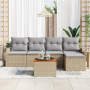 Juego de Sofá de Jardín de 6 piezas con Cojines Beige Poliratán Acacia | Foro24.es | Tu tienda online para hogar, jardín y más Foro24.es
