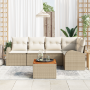 Juego de Sofás de Jardín de 6 Piezas con Cojines Beige Poliratán Acacia | Foro24.es | Tu tienda online para hogar, jardín y más Foro24.es