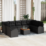 Juego de Sofás de Jardín de 10 Piezas con Cojines de Poliratán Negro Acacia | Foro24.es | Tu tienda online para hogar, jardín y más Foro24.es
