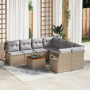 Conjunto de Sofás de Jardín de 9 Piezas con Cojines Beige de Ratán de Poliéster Acacia | Foro24.es | Tu tienda online para hogar, jardín y más Foro24.es