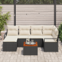 Conjunto de Sofás de Jardín de 7 Piezas con Cojines Ratán Poliéster Negro Acacia | Foro24.es | Tu tienda online para hogar, jardín y más Foro24.es