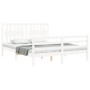 White solid wood bed frame with headboard 160x200 cm by vidaXL, Beds and slatted bases - Ref: Foro24-3194322, Price: 164,32 €...