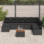 Juego de Sofás de Jardín de 9 Piezas con Cojines Negros Poliratán Acacia von , Outdoor-Sofas - Ref: Foro24-3356413, Preis: 56...