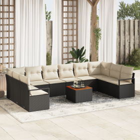 Conjunto de Sofá de Jardín de 11 Piezas con Cojines Poliratán Negro Acacia von , Outdoor-Sofas - Ref: Foro24-3356423, Preis: ...