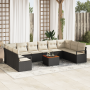 Conjunto de Sofá de Jardín de 11 Piezas con Cojines Poliratán Negro Acacia by , Outdoor sofas - Ref: Foro24-3356423, Price: 6...